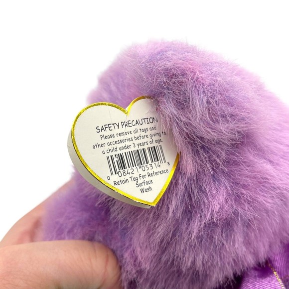 TY Beanie Classic Collection 1999 LILACBEARY The Plush Bear Stuffed Animal Toy - Picture 10 of 11